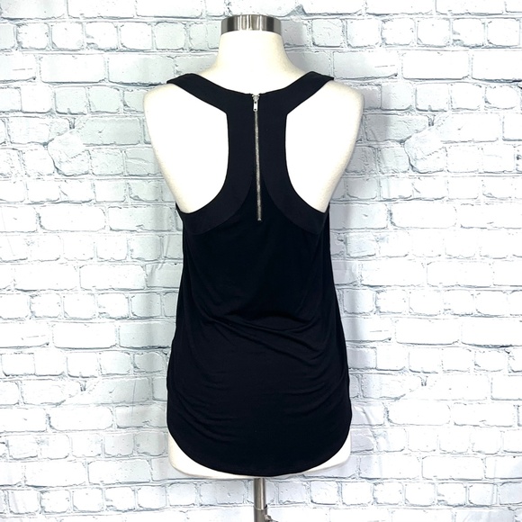 🔥2/$10 |•TROUVÉ•| Black Zip Up Racerback Scoop Neck Tank Top Size Small - Picture 4 of 11